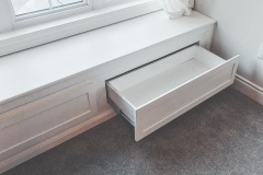Custom built in bench with storage drawers